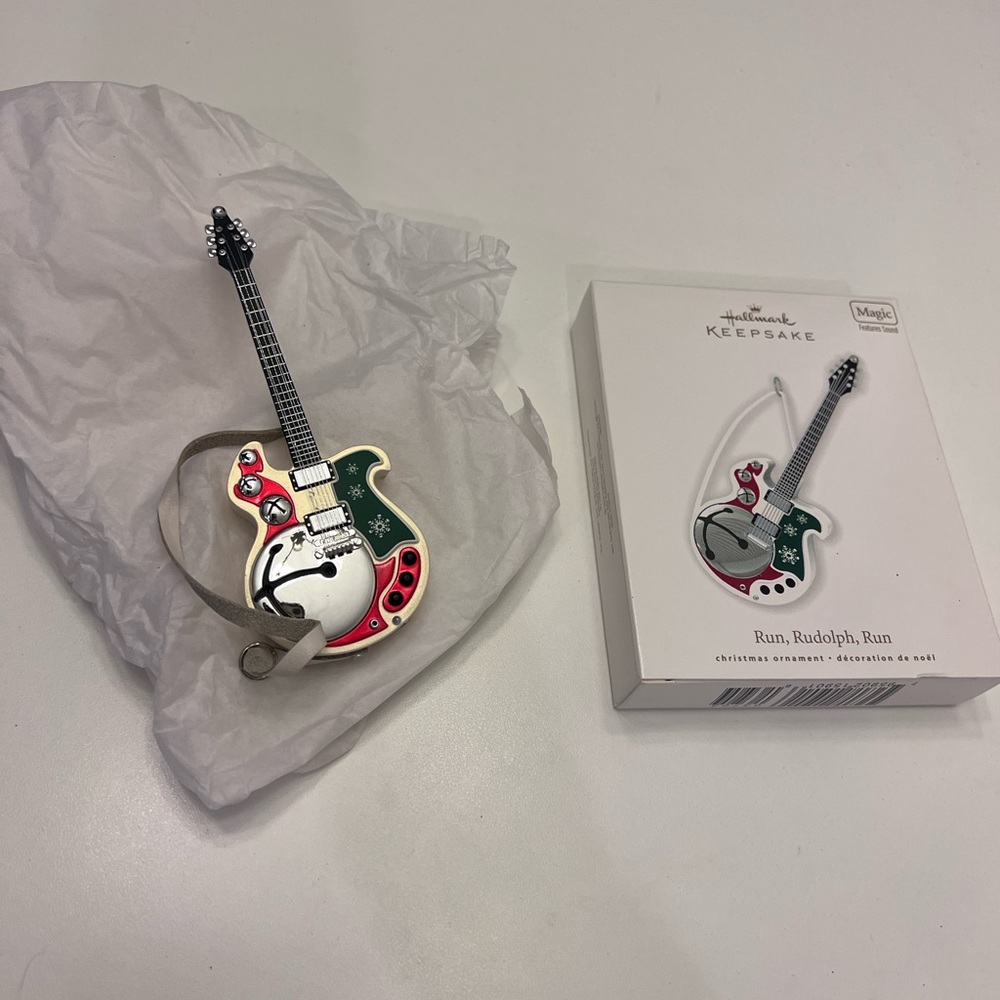 Hallmark Keepsake Red and Green Guitar Ornament